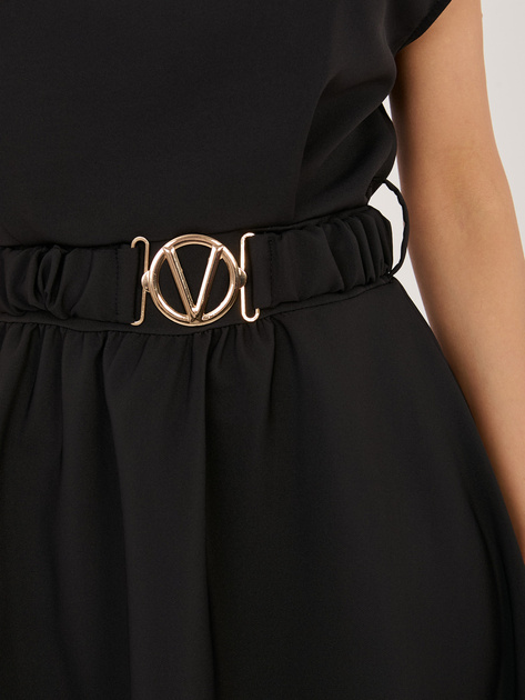 Czarna midi sukienka z krótkim rękawem