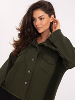 Khaki Oversize-Jeansjacke von RUE PARIS.