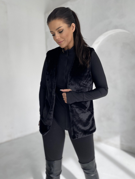 Czarna kamizelka futrzana damska Loxxley