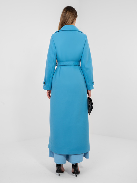 Niebieski dwurzędowy płaszcz z kieszeniami