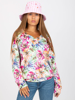 Hurt Ecru welurowa bluzka z nadrukiem i dekoltem w serek RUE PARIS 