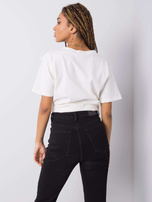 Biały t-shirt z falbanami Mylene