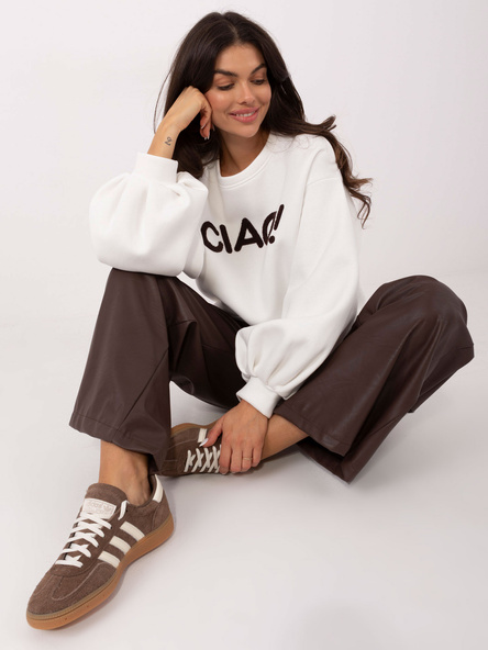 Ecru oversize mikina bez kapuce RUE PARIS.