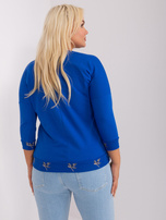 Hurtownia Kobaltowa bluzka plus size ze ściągaczem