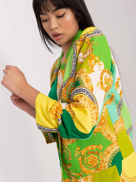 Hurt Zielono-żółta damska marynarka z rękawem 3/4