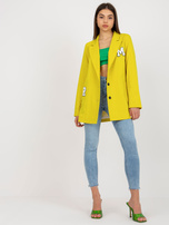 Hurtownia Żółta marynarka damska z naszywkami