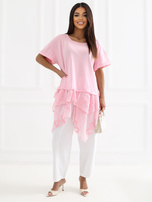 Jasnoróżowa letnia bluzka z haftem