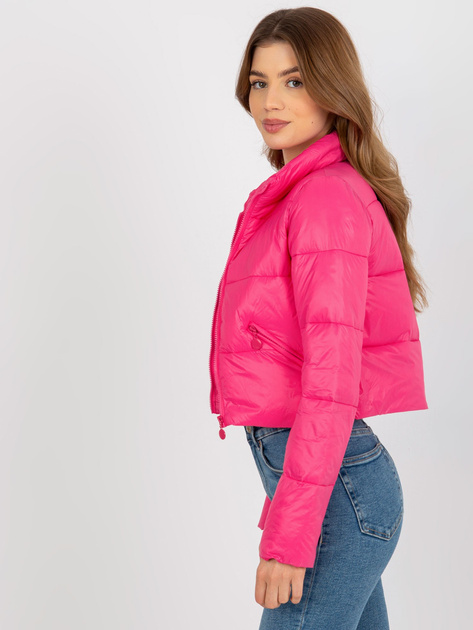 Hurt Ciemnoróżowa krótka przejściowa kurtka pikowana z kieszeniami