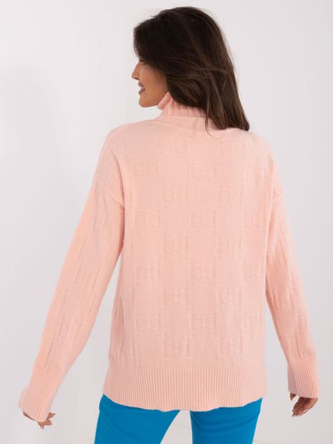 Hurtownia Brzoskwiniowy sweter golf ze ściągaczami