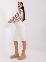 Hurt Brązowo-ecru komplet basic z sukienką w prążek