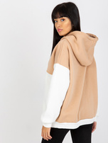 Hurt Beżowo-ecru dresowa bluza basic z kapturem RUE PARIS 
