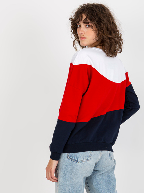 Hurt Biało-granatowa bawełniana bluza basic bez kaptura