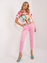 Hurt Jasnoróżowy dwuczęściowy komplet welurowy RUE PARIS