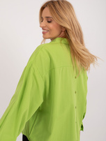 Hurt Limonkowa koszula oversize z kołnierzem