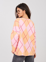 Różowo-pomarańczowa żółta bluza w geometryczny wzór