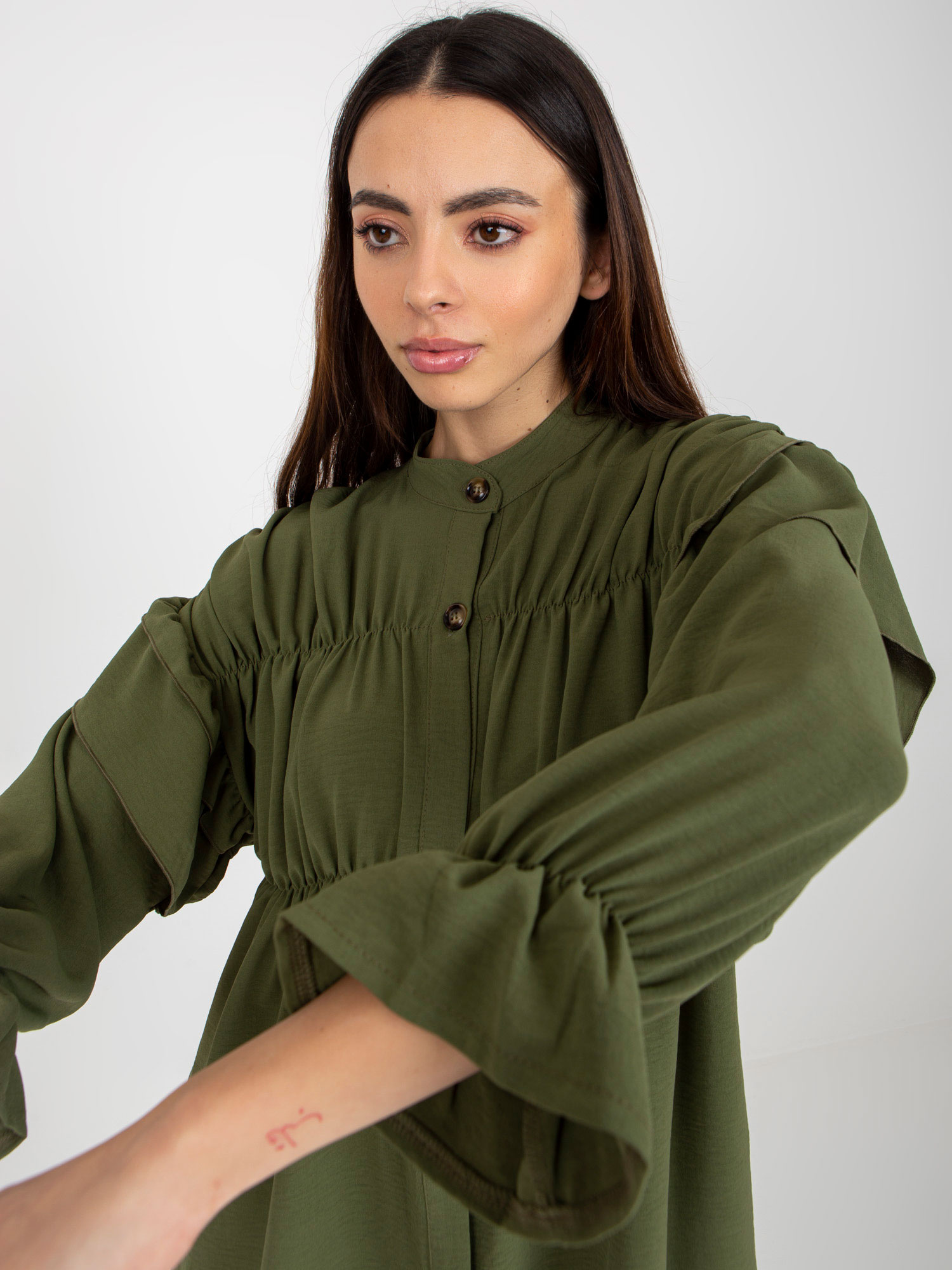 Khaki boho koszula z marzeniem i falbanami OCH BELLA