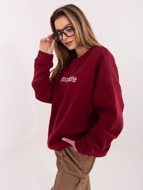 Bordowa dresowa bluza oversize z haftem RUE PARIS