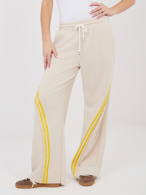 Beżowe dresowe spodnie z kontrastowymi lampasami RUE PARIS
