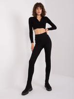 Hurt Czarne damskie legginsy basic z bawełny RUE PARIS