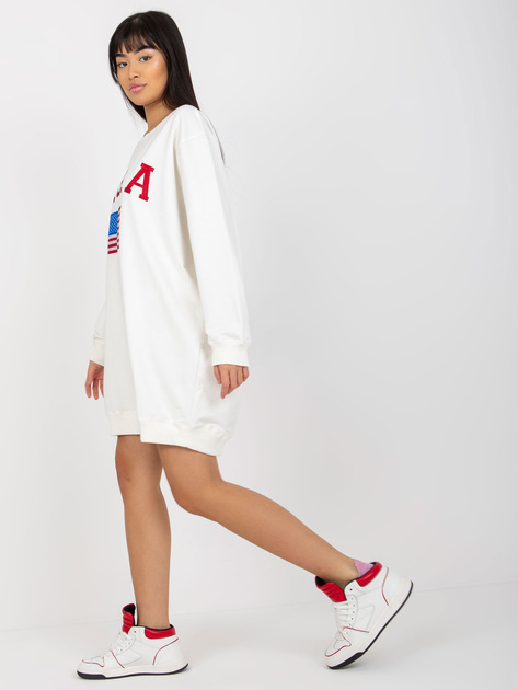 Hurt Ecru luźna bluza z nadrukiem i aplikacją z dżetów