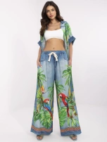 Niebieskie letnie spodnie damskie od kompletu