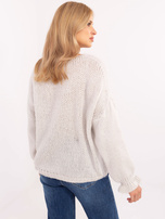 Jasnoszary sweter oversize w jednolitym kolorze