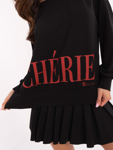 Hurtownia Czarna bawełniana bluza z napisem Cherie