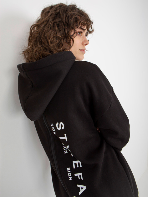 Hurt Czarny damski komplet dresowy z napisami i zamkami