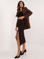 Hurt Ciemnobrązowa dopasowana spódnica z marszczeniem