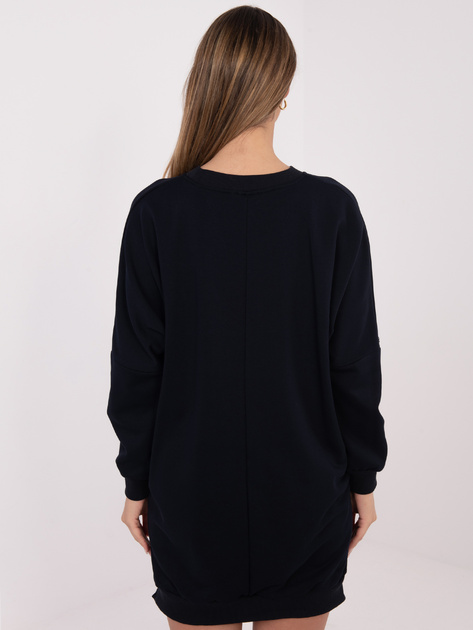 Granatowa dresowa sukienka basic ze ściągaczami