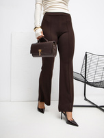 Czekoladowe spodnie z rozszerzanymi nogawkami RUE PARIS 