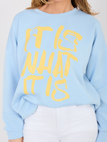 Pastelowa niebieska damska bluza bez kaptura RUE PARIS 