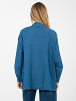 Niebieska jeansowa koszula z dłuższym tyłem