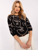 Hurt Czarna bluzka z abstrakcyjnym nadrukiem