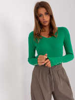 Hurt Zielony damski sweter klasyczny z wiskozą