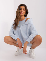 Light blue mélange casual three-piece set with a sweatshirt.