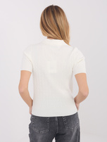 Ecru damski sweter typu polo