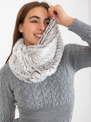 Hurt white-dark brown faux fur scarf.
