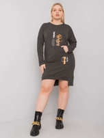 Ciemna khaki sukienka dresowa plus size Akira 