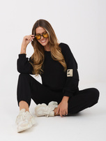 Czarny dwuczęściowy komplet z naszywką RUE PARIS 