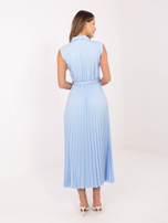 Jasnoniebieska elegancka sukienka z plisowaniem RUE PARIS 