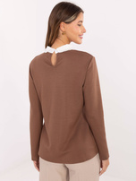 Jasnobrązowa wizytowa bluzka z kołnierzykiem