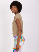 Ciemnobeżowy damski t-shirt basic Ventura