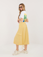Jasnożółta midi spódnica z sztruksu RUE PARIS 