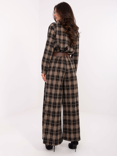 Czarne szerokie spodnie w kratę