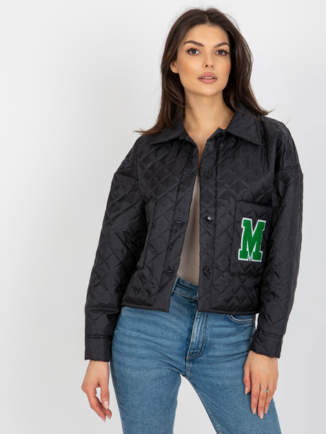 Hurt Czarna kurtka pikowana z zapięciem na guziki