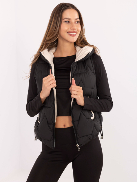 Czarna kamizelka ze ściągaczami