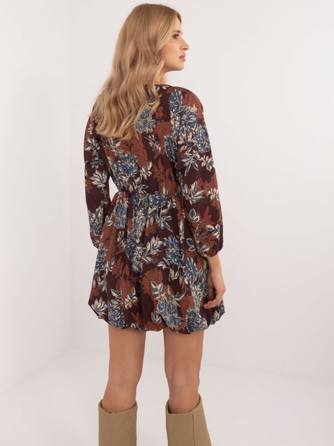 Hurtownia online Brązowa sukienka bombka z nadrukiem