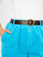 Niebieskie sztruksowe spodnie z paskiem