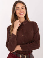 Brązowa rozpinana koszula z kieszenią